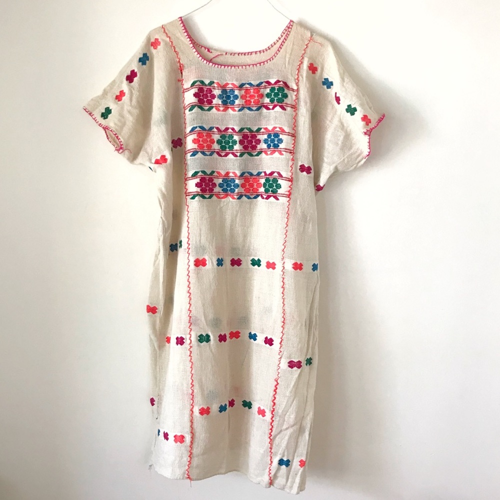 Vintage Mexican cotton beach cover up dress M